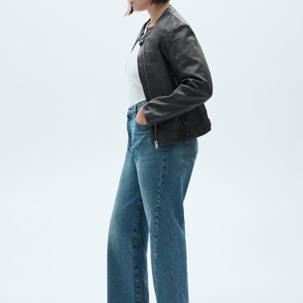 Mango Black Leather Jacket - Picture 2 of 7